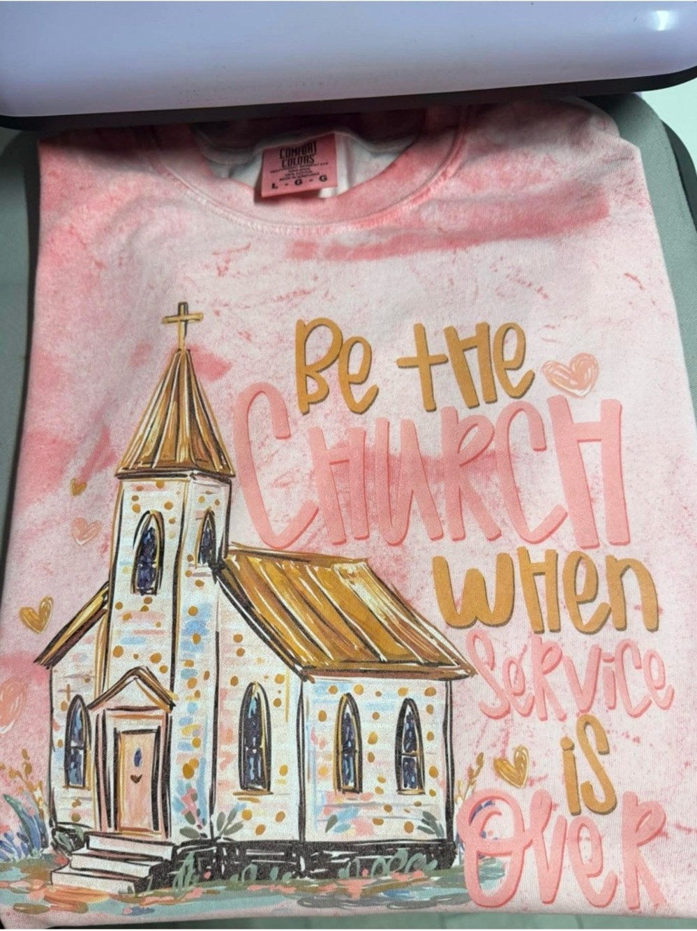 Pink Graphic Tee - "Be the Church" Comfort Colors Colorblast